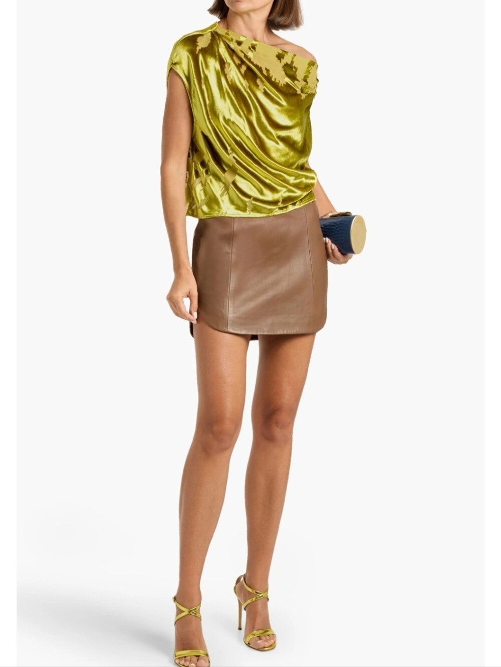Nee The Sei Real Leather Mini Skirt in Taupe Size 4